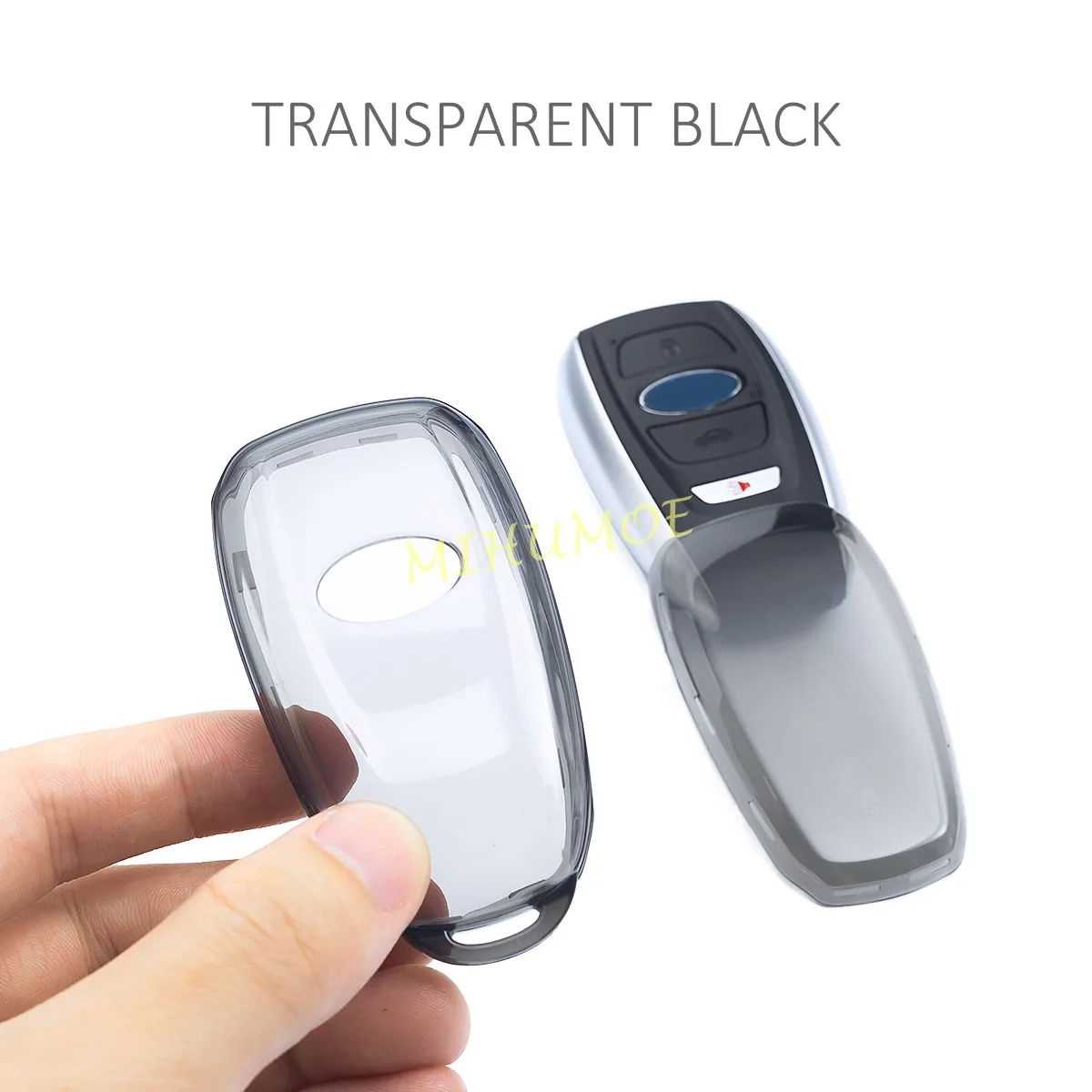 Sleek Black Transparent Car Key Fob Case Cover with Keychain