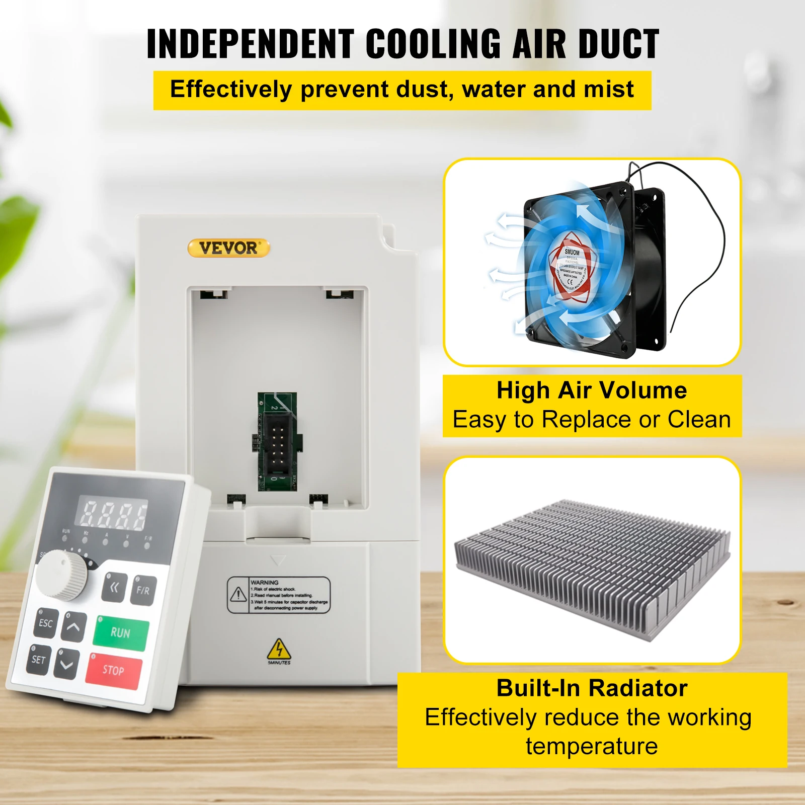 SucceBuy 2.2/3/4/7.5KW VFD Frequency Inverter 110V/220V 1/3P Input 3P Output Variable Frequency Drive CNC Motor Converter