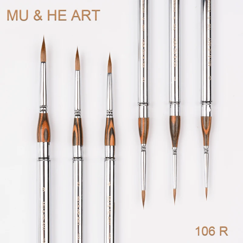 

Pure Kolinsky Hair Round With Brass Cap Watercolor & Oil & Acrylic Painting Brushes Travel Set 106R