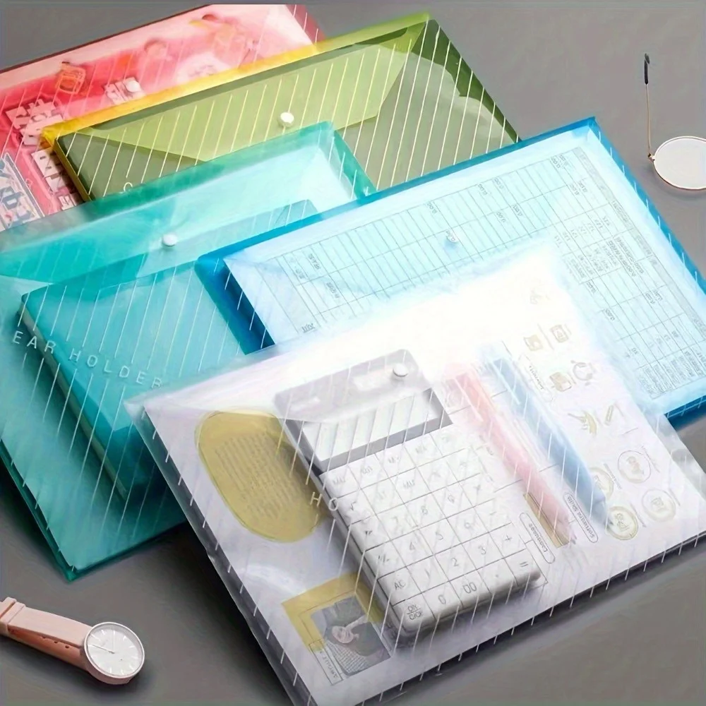 20pcs Snap Button File Folders - A4 Letter Size,Durable Plastic Document Organizer for Office, School, Portable File Organizer