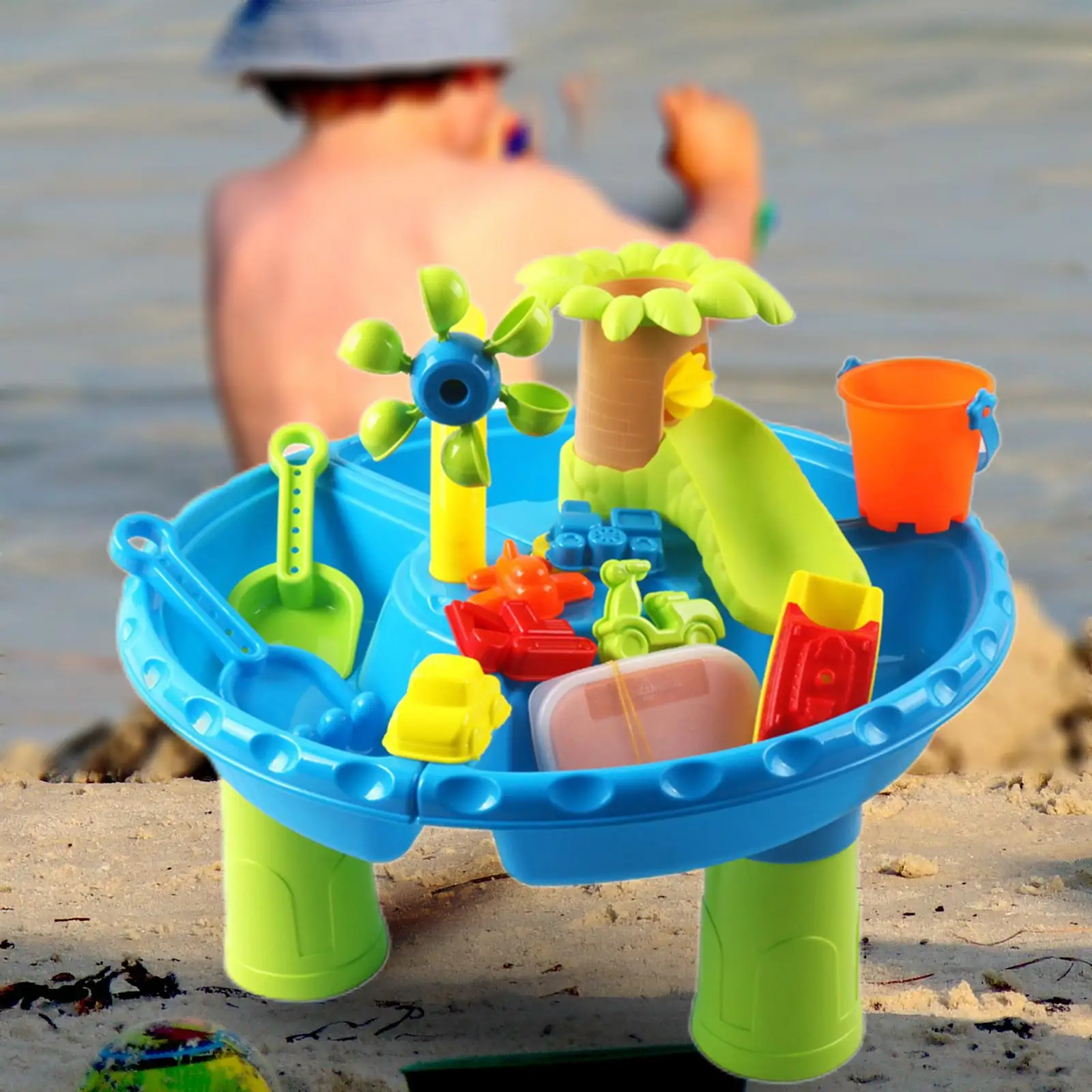 4-in-1 Fun Sand Water Table Sandpit Beach Toy Kids for Toddler Boys Girls 4