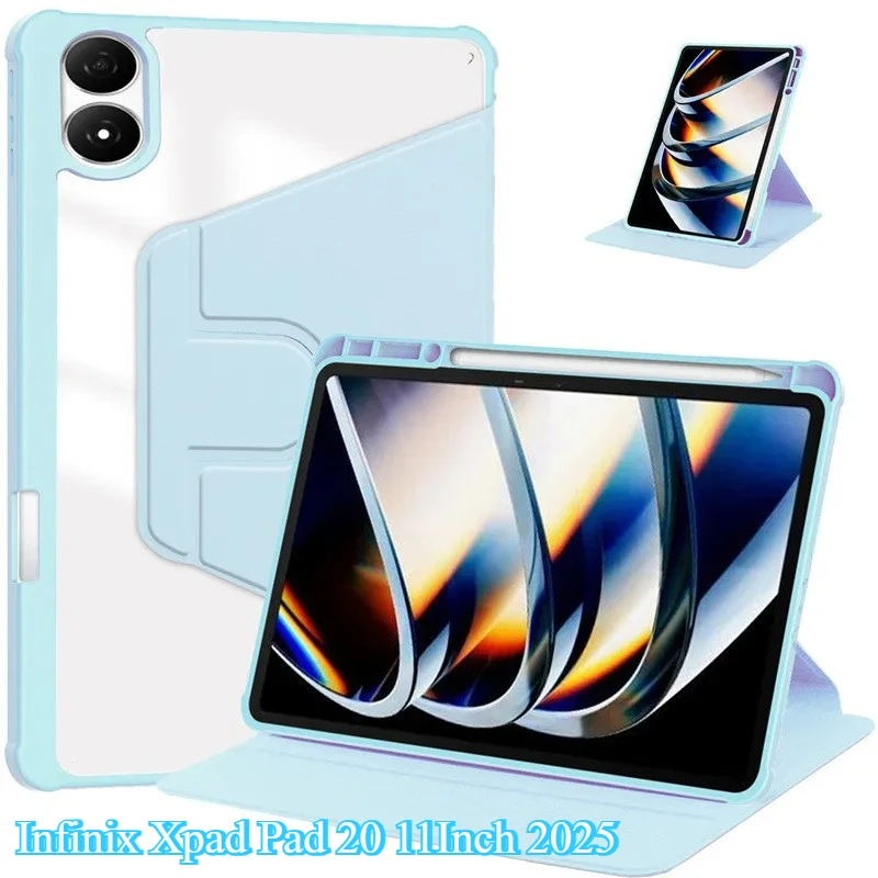 Premium 360° Rotating Acrylic Tablet Case with Pen Slot - Shockproof Smart Cover