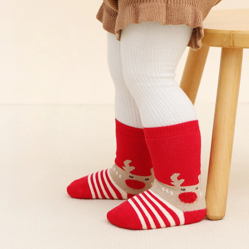 

0-6Y 7-15cm Christmas Socks Winter Thickened Terry Warm Mid-calf Socks Newborn Baby Socks Baby Accessories for Boys and Girls