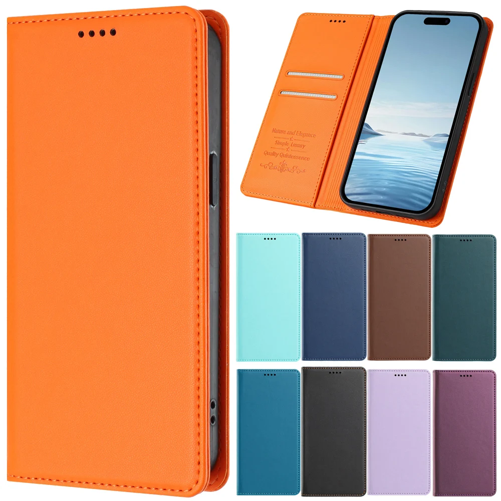 Luxury Leather Magnetic Phone Flip Cover - Elegant and Durable Design