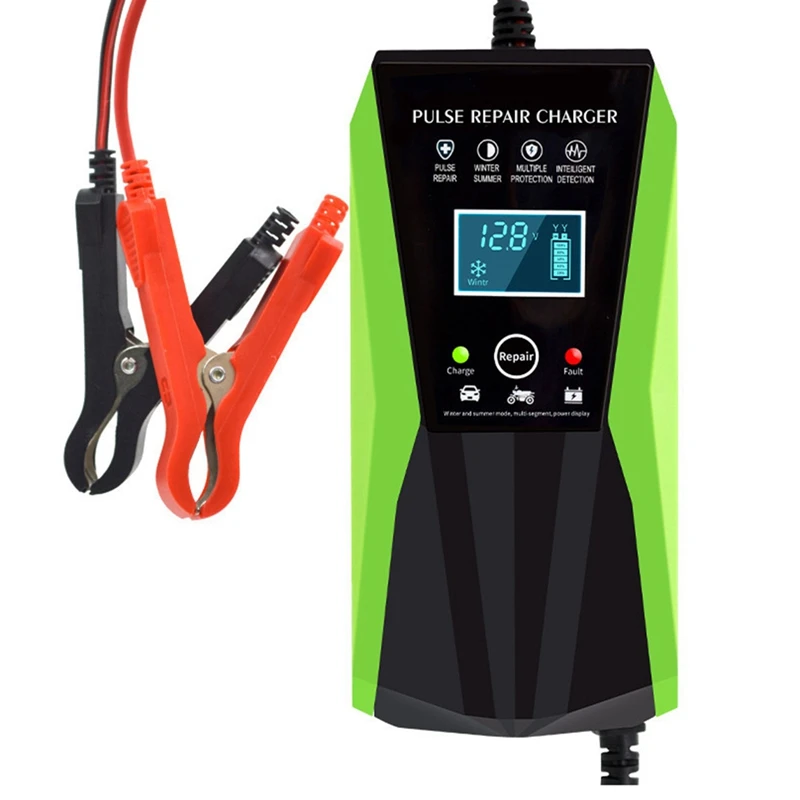 

12V 10A Full Automatic Battery-Chargers Digital LCD Display Car Battery Chargers Power Puls Repair Chargers US Plug Accessories