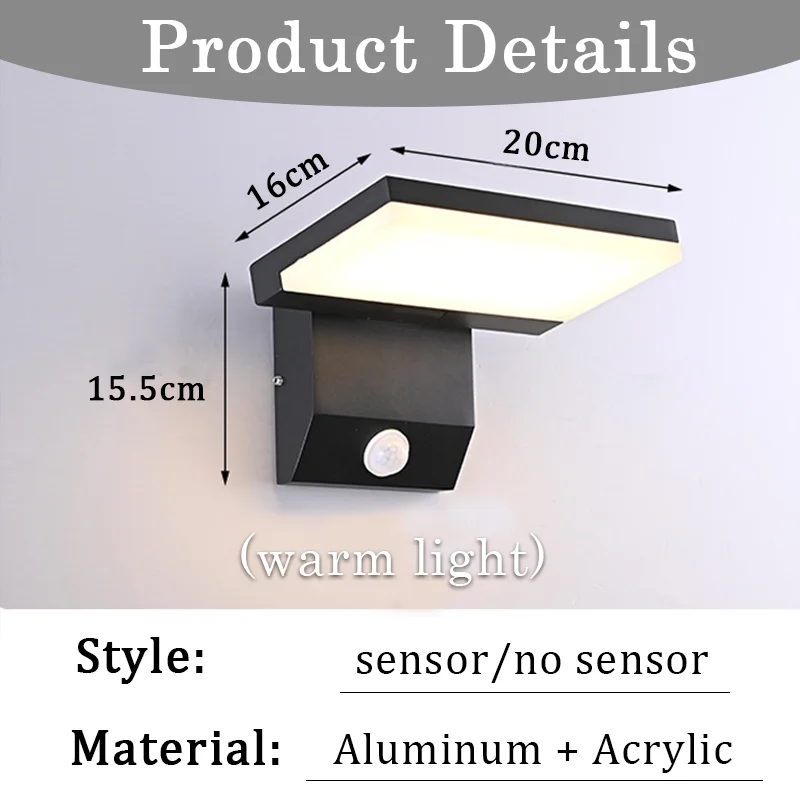 Modern Outdoor Wall Lamp LED waterproof IP65 Sensor Wall lights Garden Courtyard Balcony Corridor Porch Bedroom Indoor Lamps
