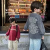 Children Clothing Fashion Retro Letter Printed Pullover Hoodie 2024 Autumn New Boys Handsome All Match Round Neck T Shirt 2