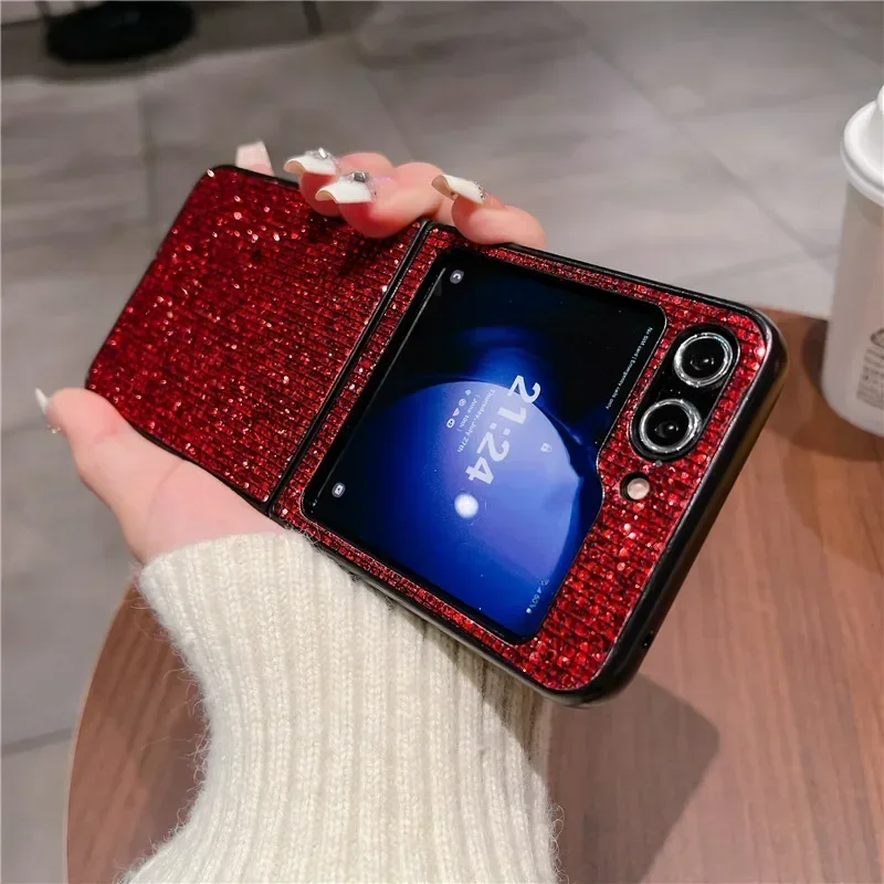 thumbnail image 1 of Luxury PU leather Samsung Galaxy Z Flip 5 4 3 Flip5 Flip4 Flip3 5G PC hard shell Shockproof Protective Cover, 1 of 4