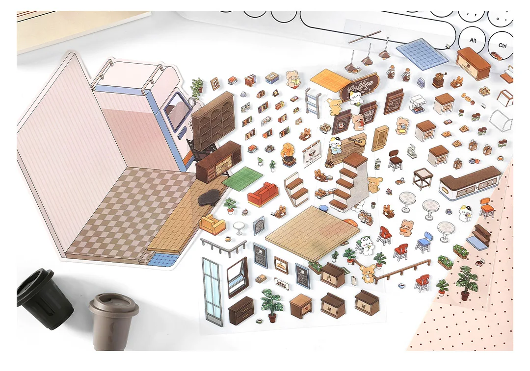 Kawaii 3D Campinghaus DIY Landschaft Aufkleber Tasche Hütte Szene Stapeln Einfügen Festival Geburtstagsgeschenk für Kind Kind ﻿ – Detail 14