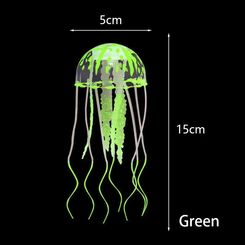 Luminescent Silicone Jellyfish Aquarium Decor - Glowing Floating Ornament for Underwater Landscaping