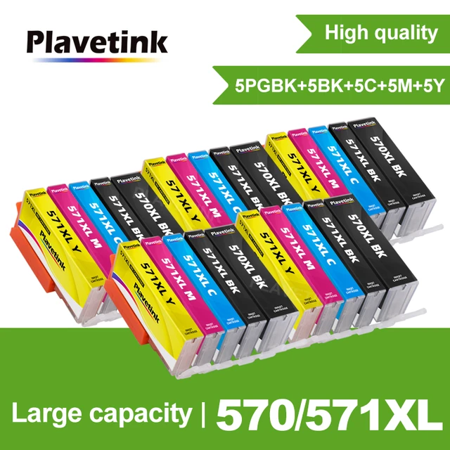 Canon Original 570XL Black & 571XL Black Cyan Magenta Yellow Ink Cartridge  Bundle Pack