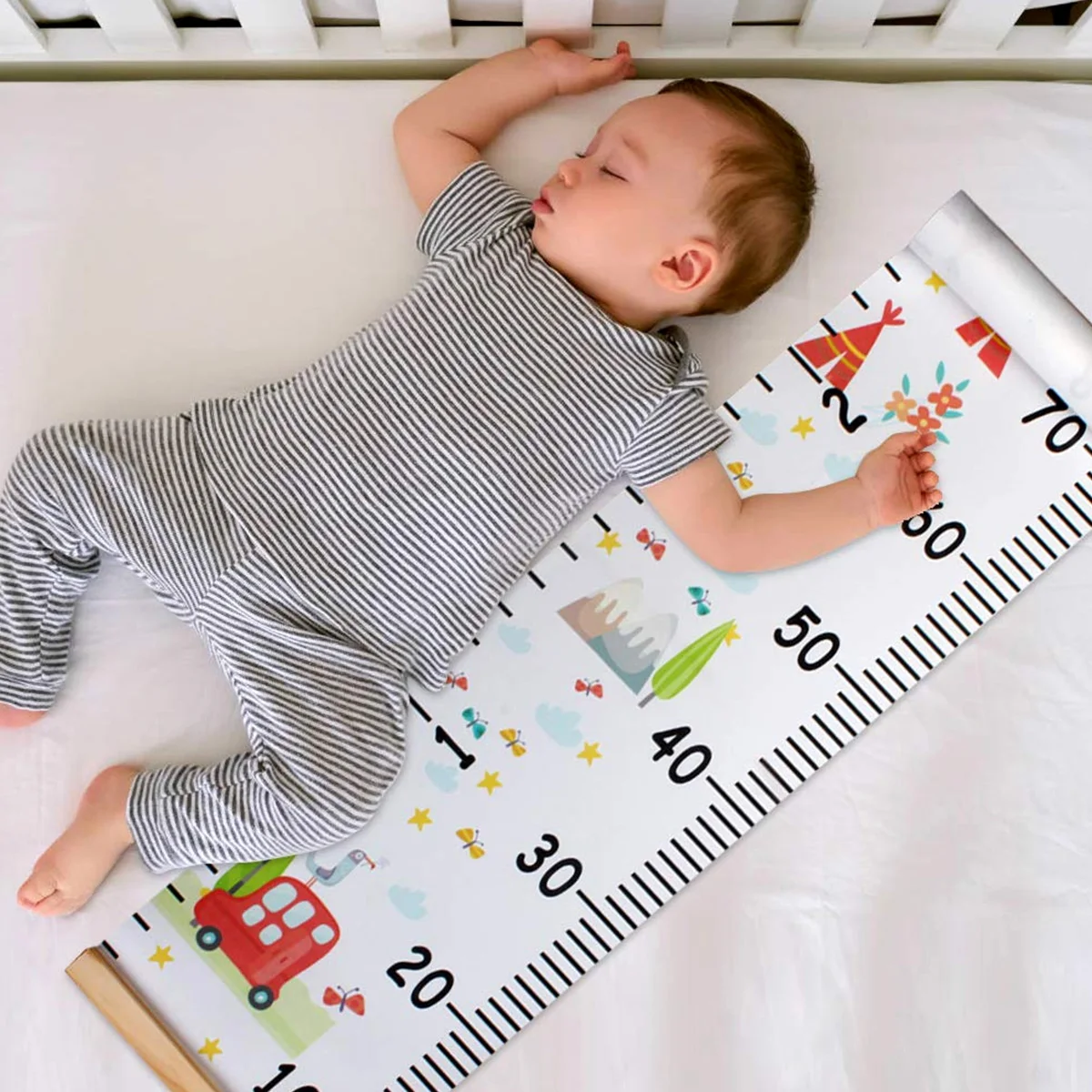 Children Height Measuring Chart Removable Roll Up Waterproof Baby Growth Chart