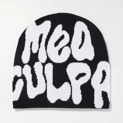 Mea Culpa Knitting Beanies Hat For Women Men Couple Y2K What's In Fashion Bonnet Kpop Wool Skullies Hoods Lady Caps Gorro шапка - Image 40