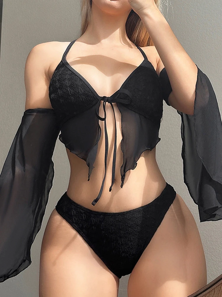 Рисунок 2 - 2024 черный комплект бикини с длинным