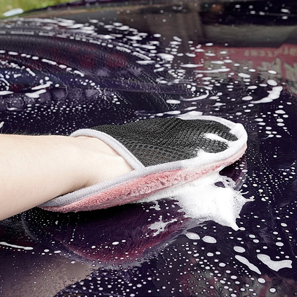 1/5PCS Coral Velvet Bear Paw Car Wash Towel Greater Palmar Surface Car Wash Gloves Rich Foam Durable Supplies