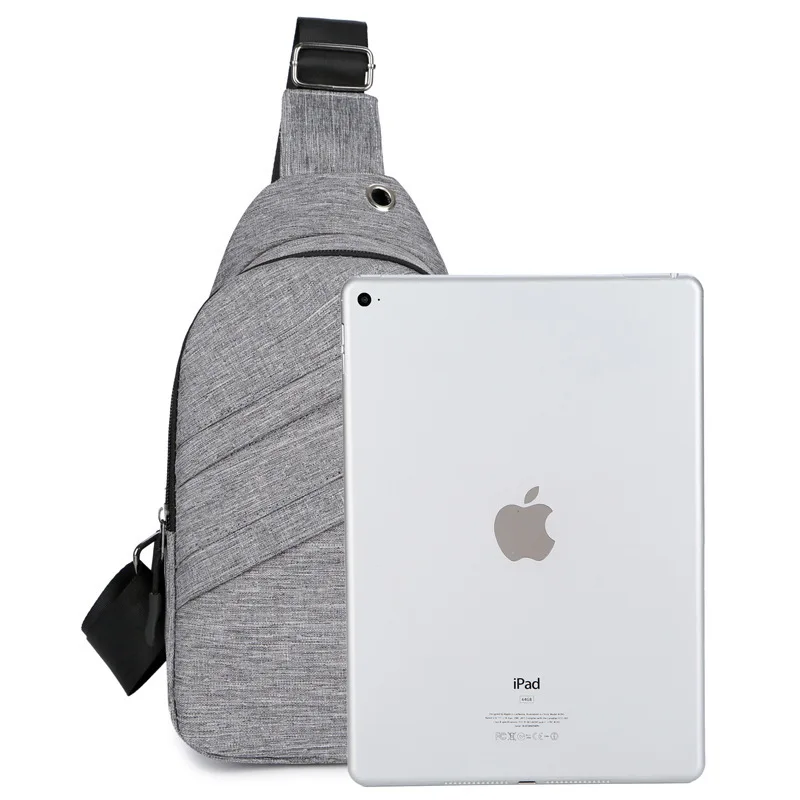 Outdoor Men Crossbody Bag Canvas Large Capacity Casual Shoulder Bag With USB Charge Hole