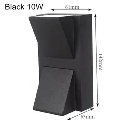 Waterproof Aluminium Outdoor LED Wall Light for Garden and Balcony Decoration (10W Black Body)