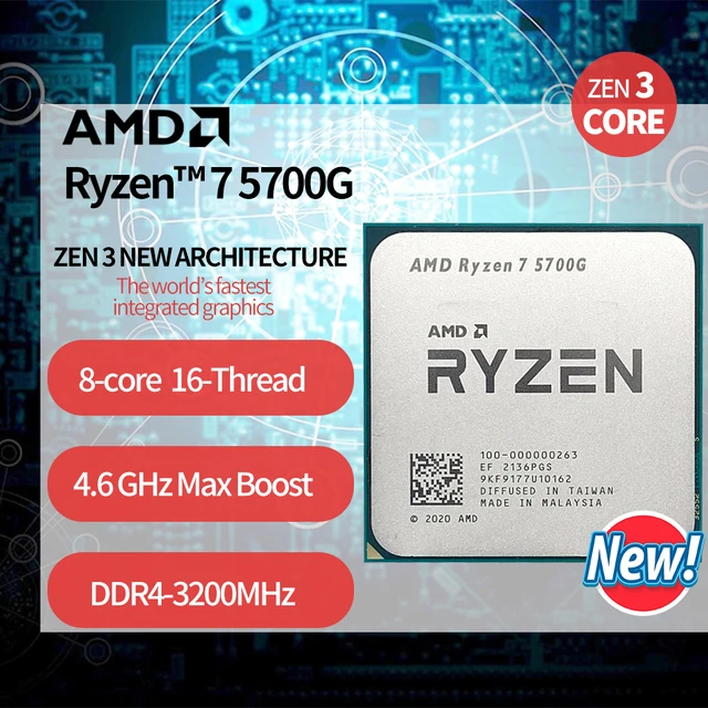 AMD Ryzen 7 5700G AM4 CPU Processor R7 5700G 3.8 GHz 8 Core 16 thr