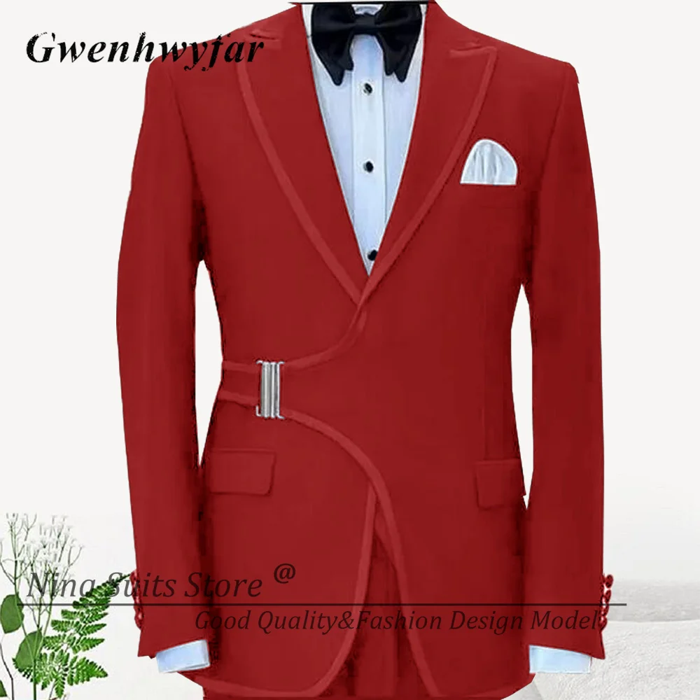 Gwenhwyfar Black Suit Features a Collar with Edging Side Insert Buckle Double Split Customizable Color and Size
