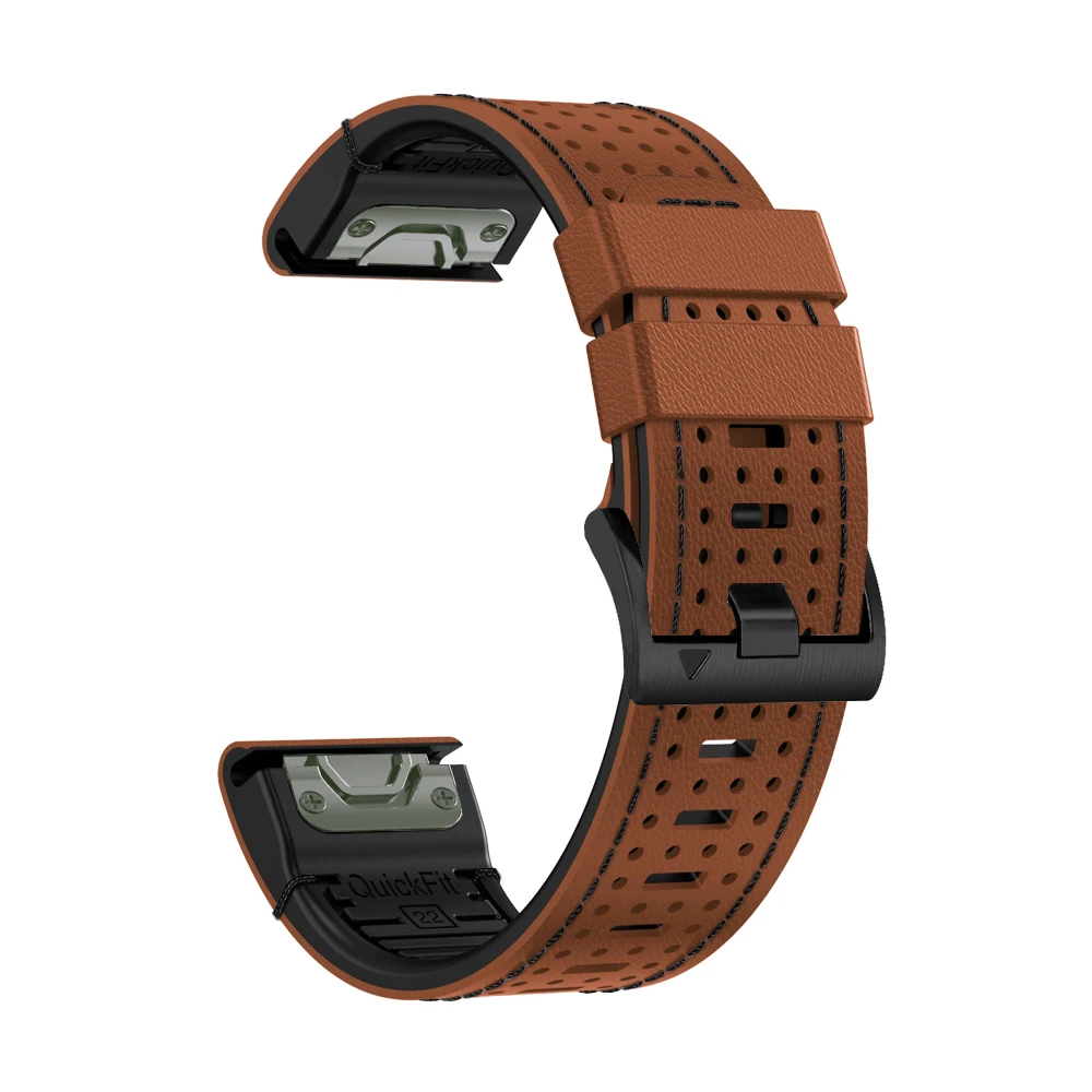 Premium Silicone and Leather Strap - 22mm/26mm Band