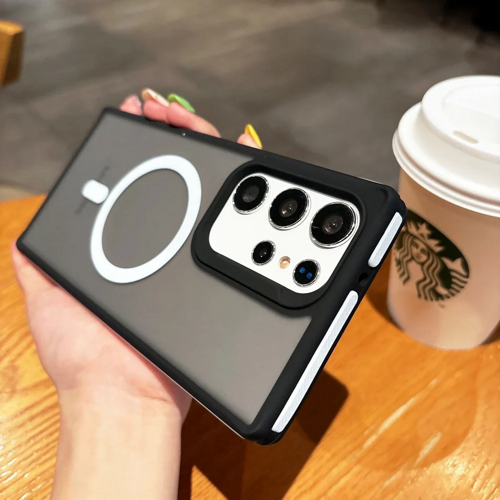 For Magsafe Fashion Slim Matte Liquid PC Magnetic Wireless Charging Case For Samsung Galaxy S25 S24 S23 S22 Ultra Plus Cover