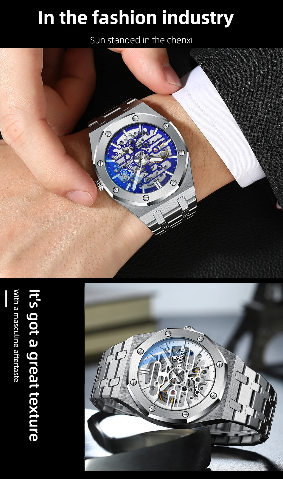 CHENXI 2021 New 8848 Automatic Men Top Brand Mechanical Tourbillon Wristwatch Waterproof Business Stainless Sport Male Watches