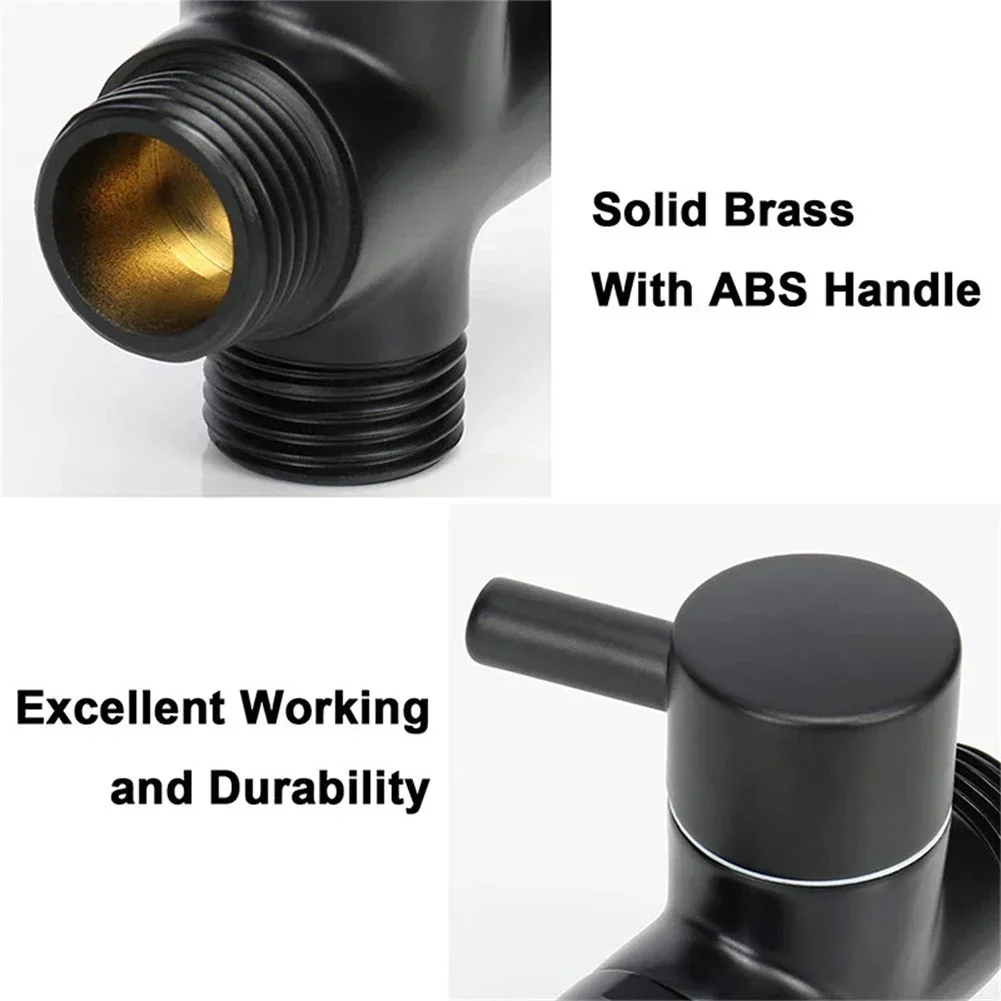 G1/2 inch 3 way brass diverter valve t-type adapter converter black shower head water valve converter bathroom accessories