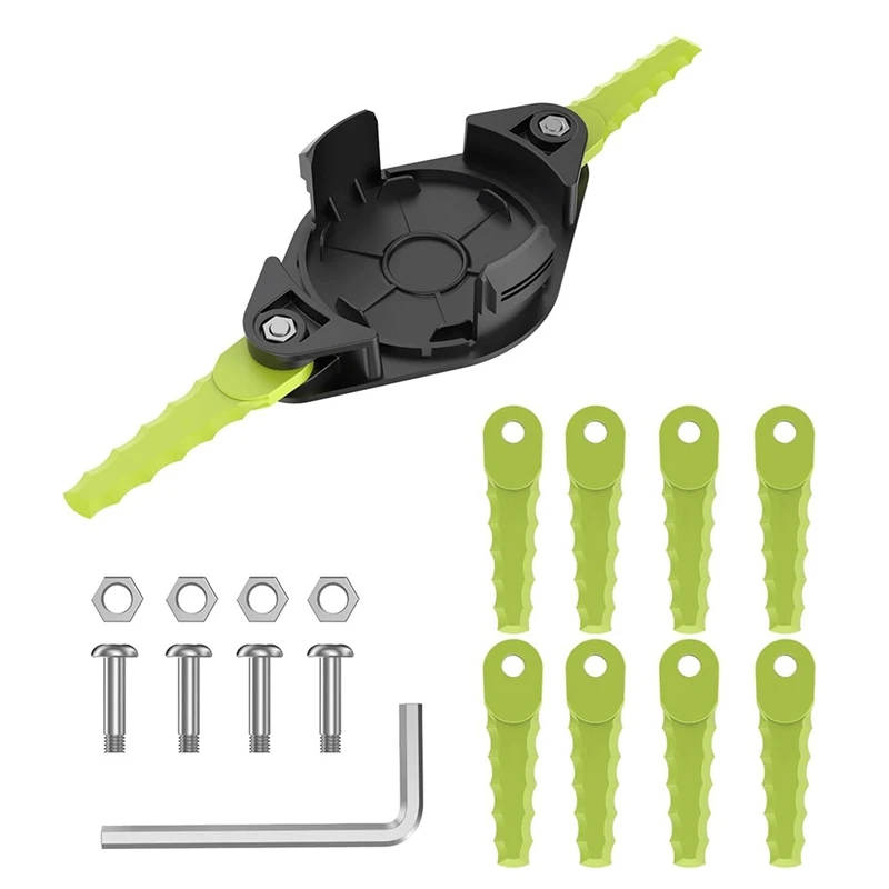 Plastic Blades Trimmer Head For Ryobi 18V, 24V, And 40V RY40210, RY40210A Trimmers With 10 Quickload Blades