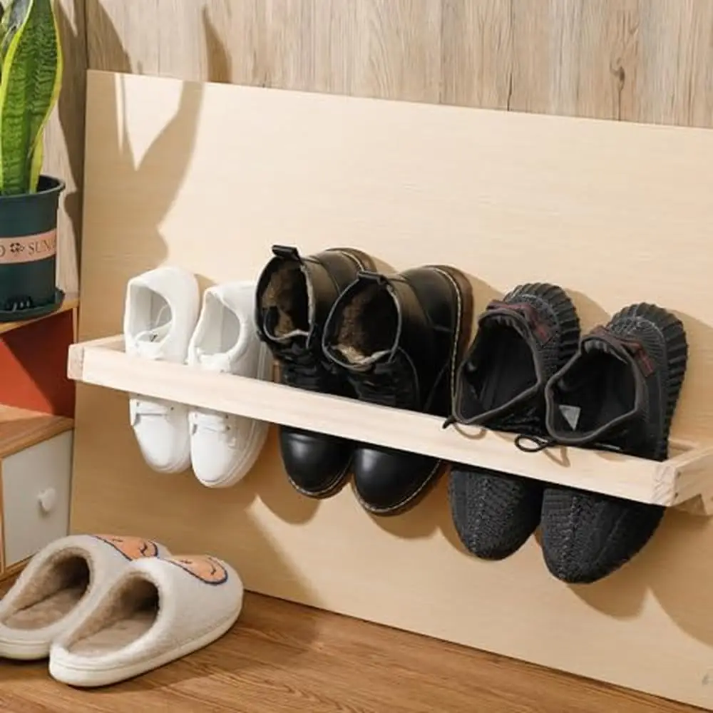 4 Pcs Wall Mounted Shoe Rack Organizer Space Saving Durable Wood Hanging Holder Footwear Storage Rackbasket Organizer Bouquet 2