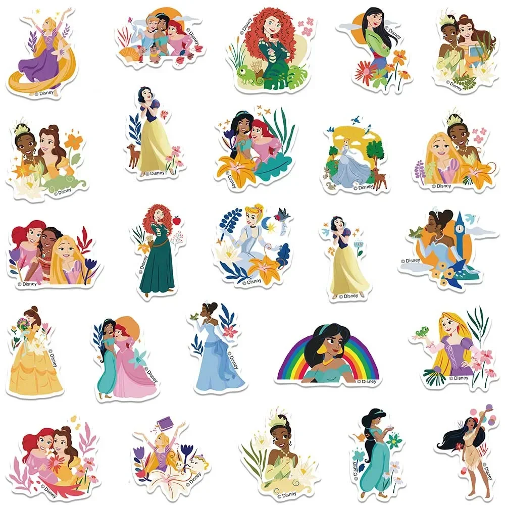 50PCS Disney Cute Cartoon Princess Stickers DIY Diary Laptop Luggage Skateboard Graffiti Decals Classic Toy 4