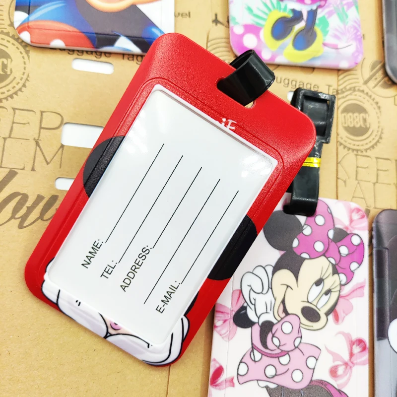 Mickey Minnie Luggage Label Women Travel Luggage Tag Disney Suitcase ID Address Holder Baggage Boarding Portable Suitcase Ticket