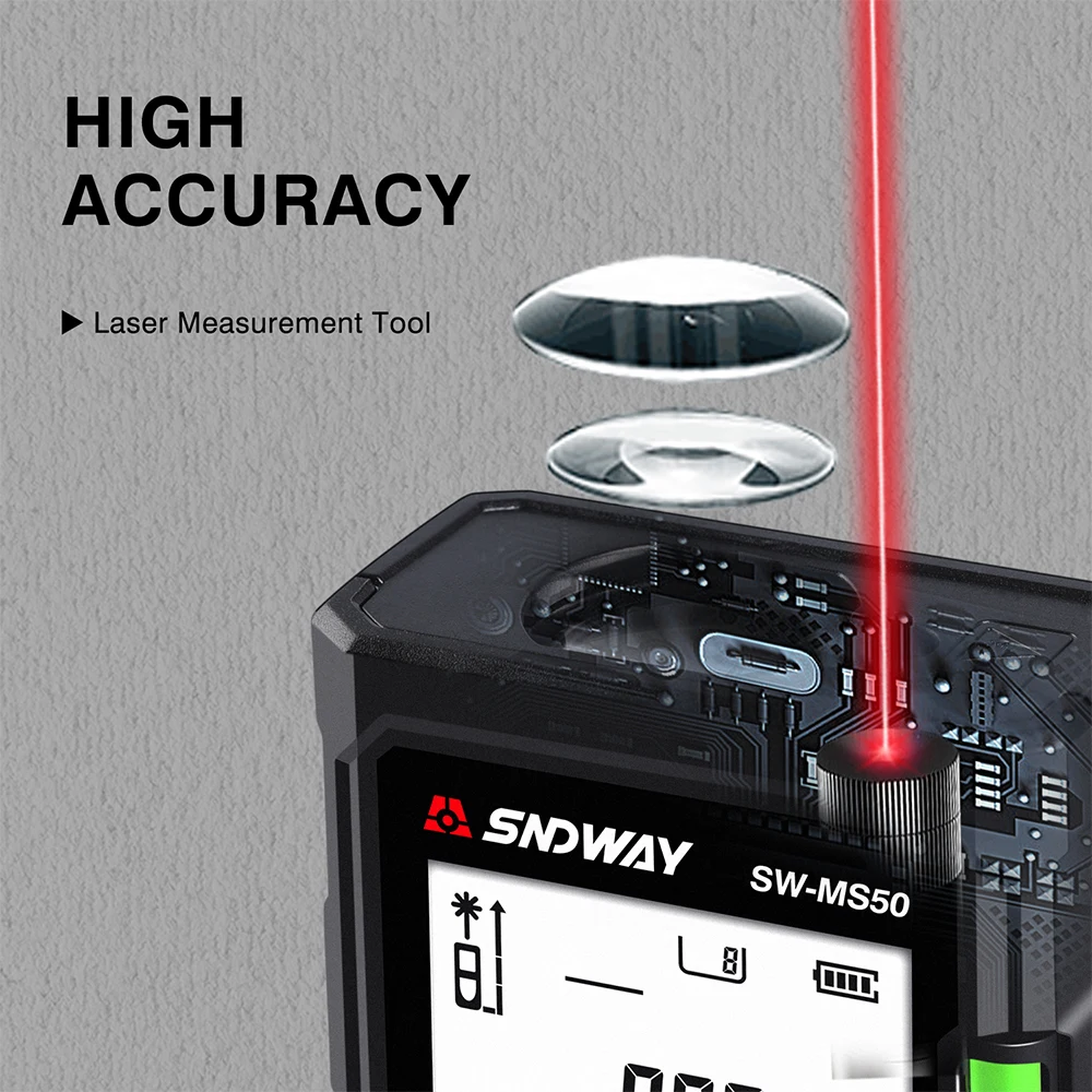 Laser Distance Meter 50M 70M 100M SNDWAY Rangefinder Digital Laser Tape Measure Range Finder Self Calibration Tool