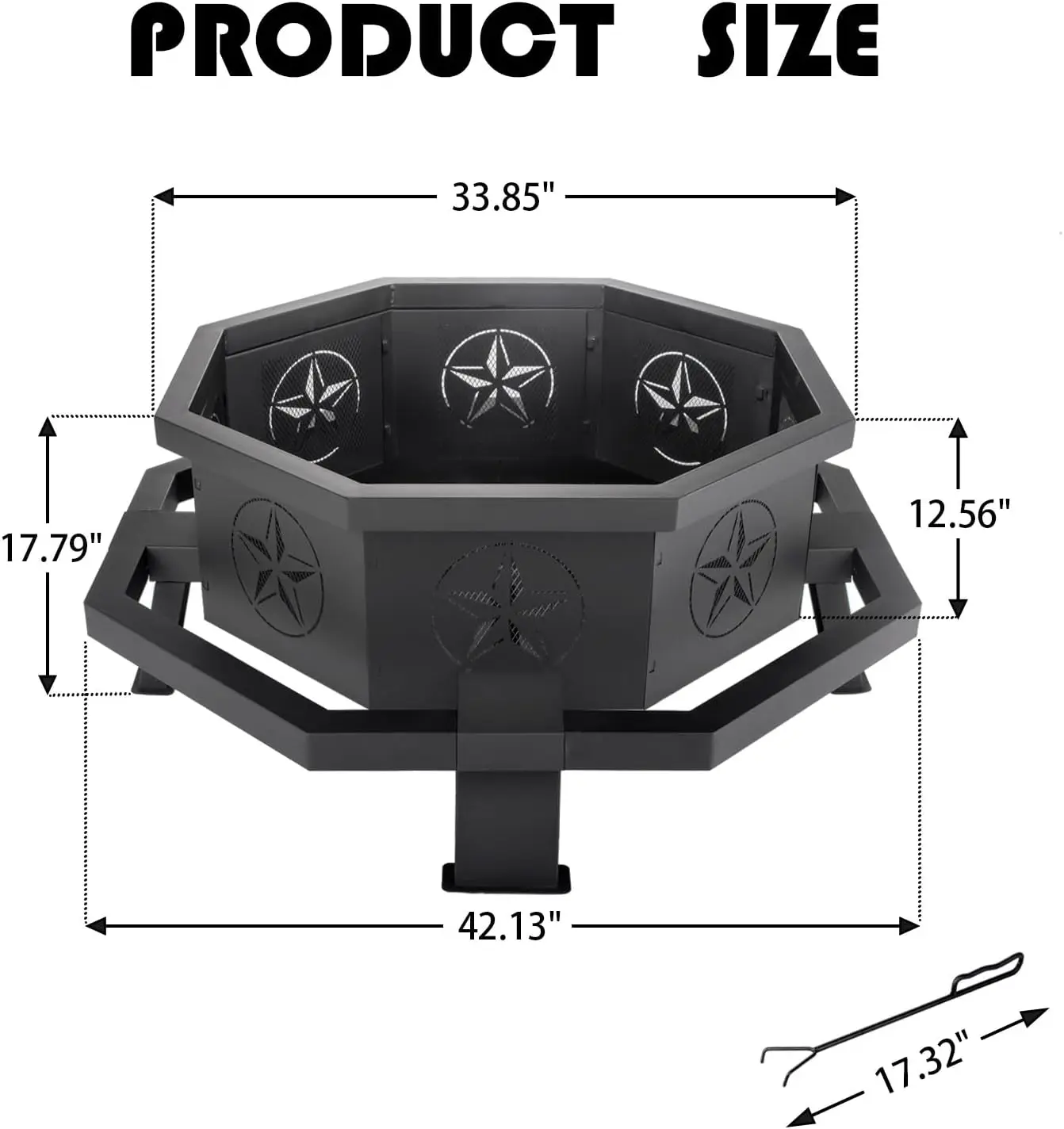 43 Inch Octagonal Fire Pit,Wood Burning Firepit for Bonfire, Firepits for Outside,Camping, Backyard, Patio,Bonfire,Garden