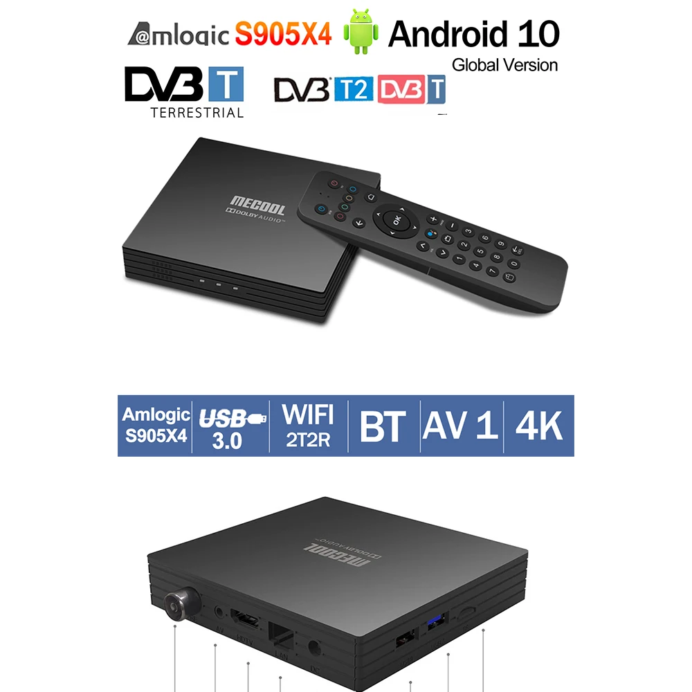 2021 Nuevo Mecool KT1 DVB T2 S2 Amlogic S905X4 Android 10 PVR TV Vía  Satélite Digital 4K D2b decodificador TDT Android TV Box con sintonizador -  China Decodificador, TV Box
