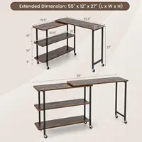 360 °   Free Rotating Sofa Side Table, Mobile L-Shaped Laptop Desk with Sturdy Metal Frame, 6 Universal Casters, Movable Couch Snac 2