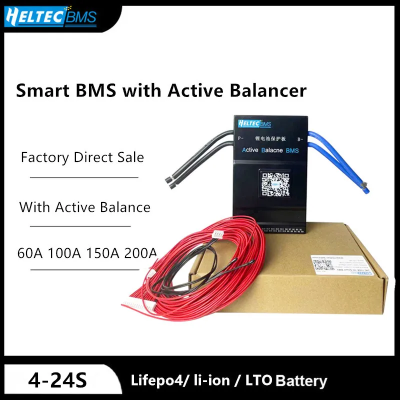 Heltec 1A 2A Active Balance BMS 4S 8S 12S 13S 14S 16S 20S 24S Smart Bms 40A 60A 80A 100A 150A 200A Lifepo4 li-ion аккумулятор лто