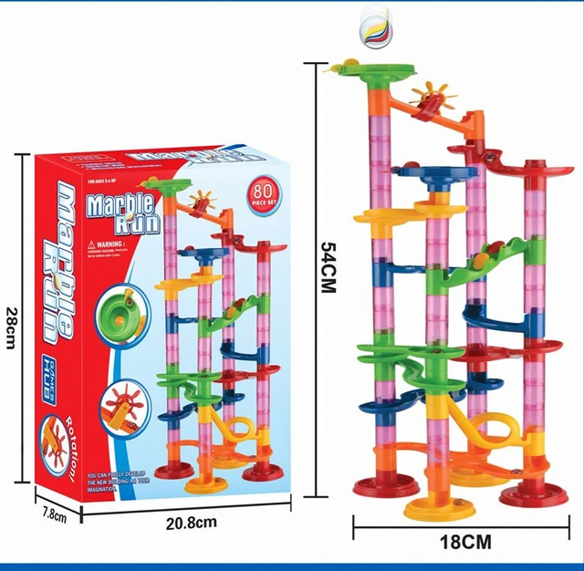 Marble Run Race Track Building Blocks Kids 3D Maze  Ball Roll Toy DIY  Marble Run Race Coaster Set 80/105/109/133pc Christmas Gi 2