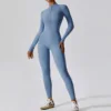 Women's Jumpsuits One-Piece Suit Zipper Long Sleeved Yoga Set Gym Push Up Workout Clothes Fitness Bodysuit Sportswear Tracksuit 2