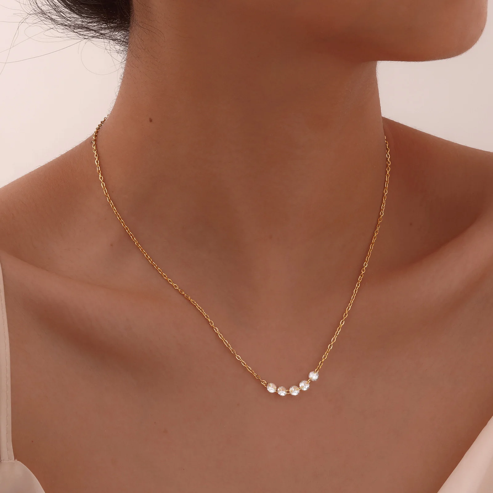 Einfache Edelstahl Schmuck Halskette Für Frauen Kette 18K Gold Farbe Ins Halsketten Schmuck Mama Freundin Valentinstag Geschenk – Detail 6