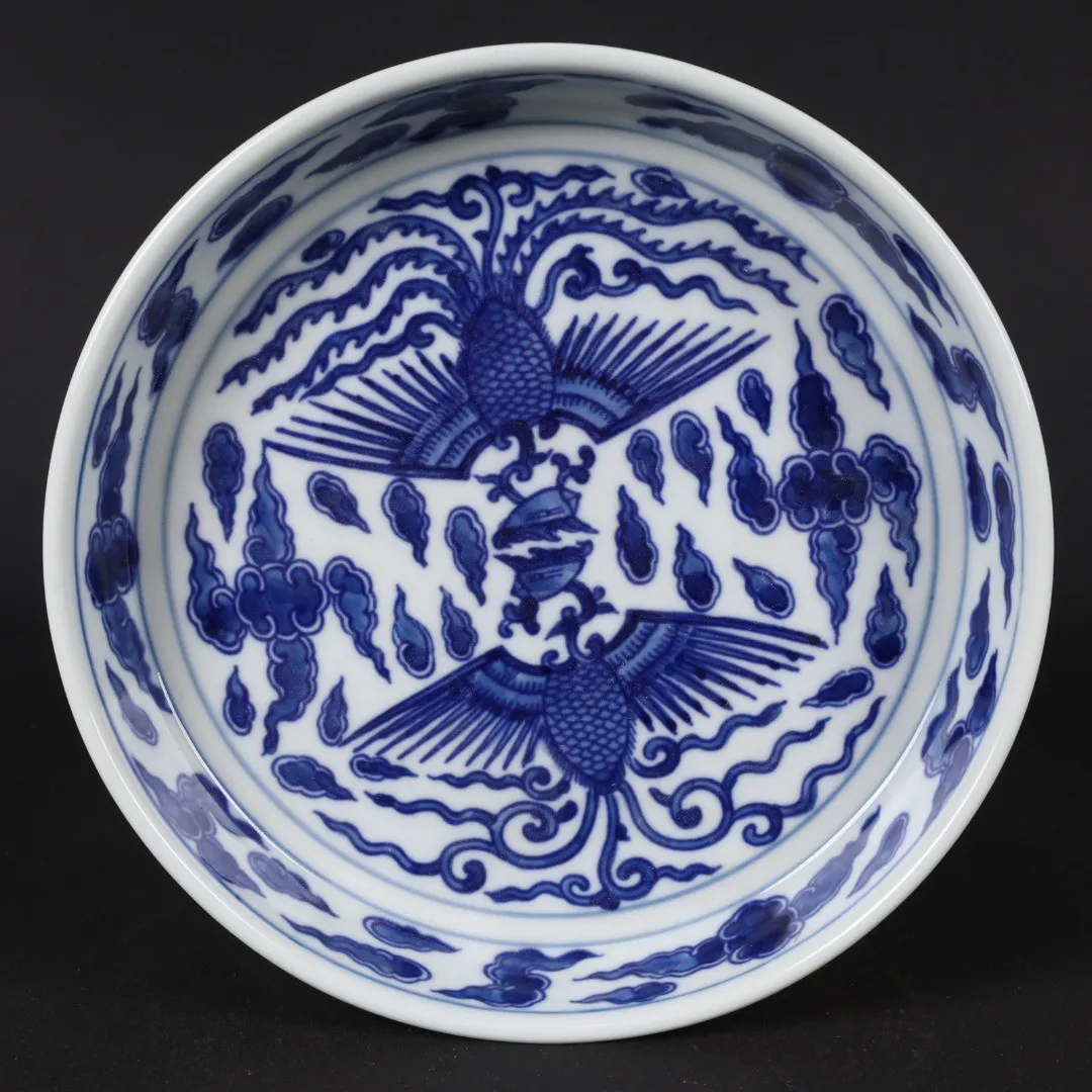 Chinese Ceramic Appreciation Plate Decorative Plates For Home Decoration And Accessories Jingdezhen Blue And White Phoenix Plate 2