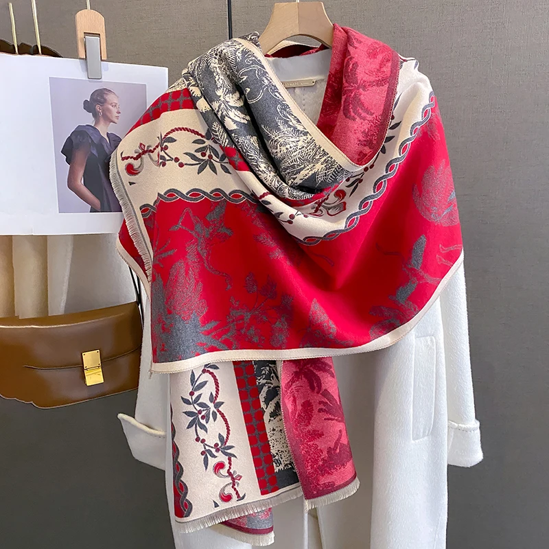 

Thick Print Cashmere Blanket Bufanda Women Scarf Luxury Winter Pashmina Warm Shawl Wraps Female Travel Casual Poncho with Tassel