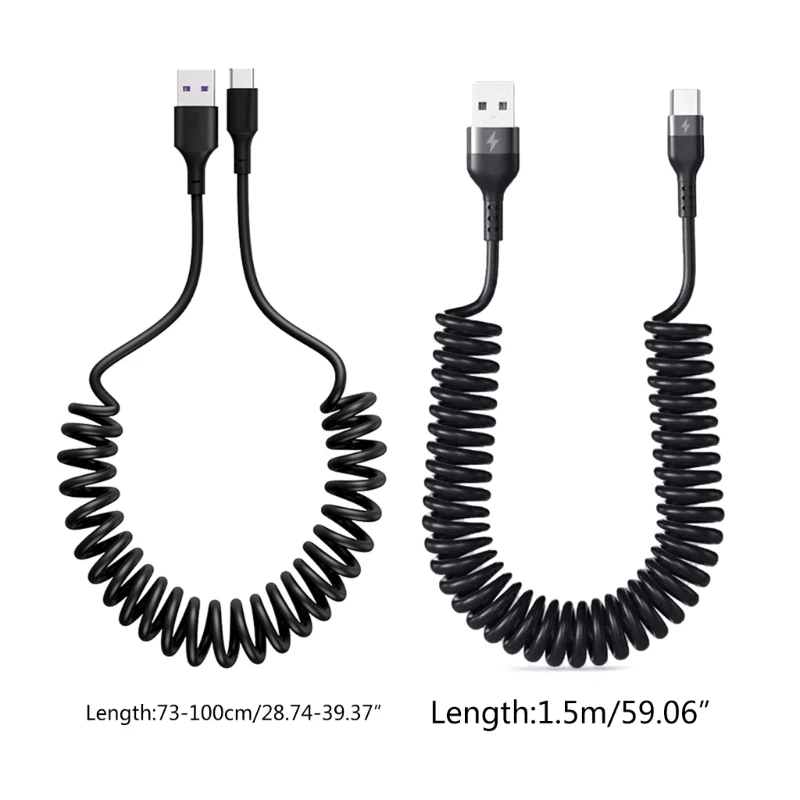 Cavo USB C A Spirale Ricarica Rapida 5A - Cavo Avvolto Retrattile Tipo C Per Carica Veloce