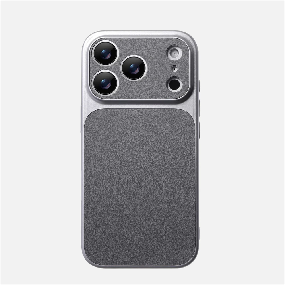 Luxury Leather Matte Shockproof Bumper Case with Full Lens Protection