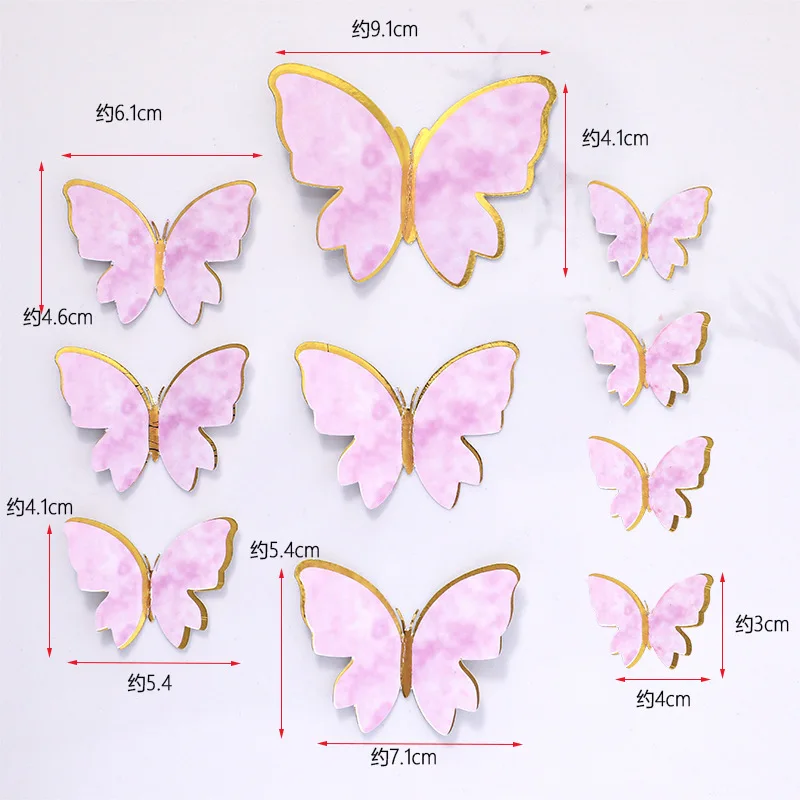 Cake topper Purple Pink Butterfly Cake Decoration Happy Birthday Cake Topper Handmade Painted For Wedding Birthday Party Baby Shower