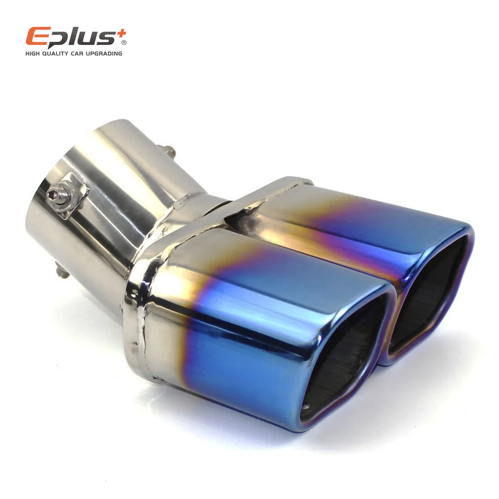 Universal Stainless Steel Car Exhaust Pipe Muffler Tail Pipe Outlet Nozzle End Plain End One Change Two Double Out ID 60MM 75MM car exhaust tail pipe