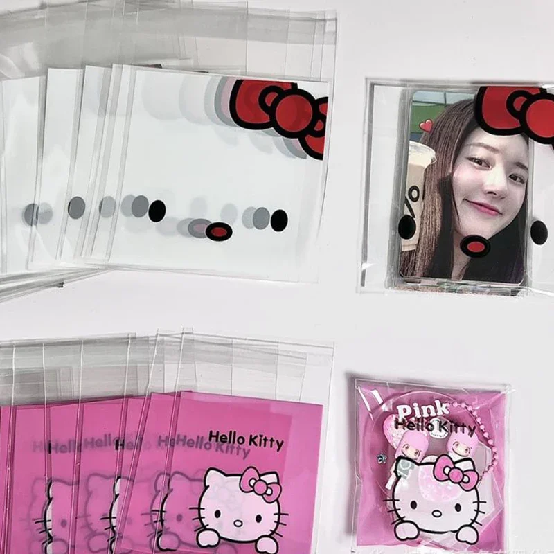 

Пакеты Miniso Sanrios Hellokittys, герметичные пакеты, мультяшный браслет, сумка для хранения, самоклеящаяся печать, подарок на день рождения для девочек