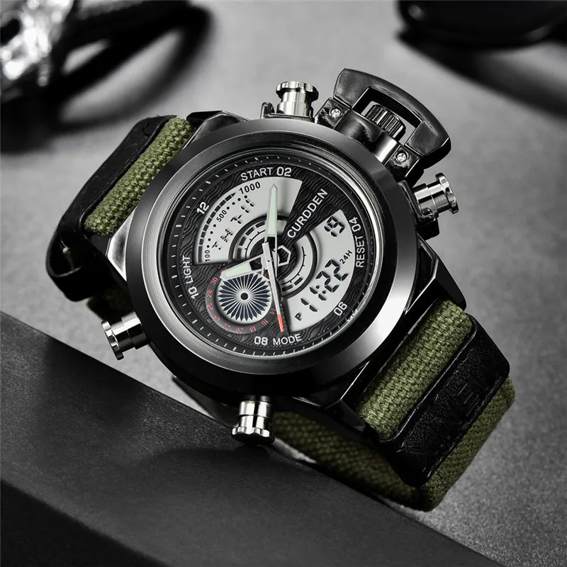 Wholesale 5pcs / lot CURDDEN Brand Men Watches Boys Fashion Nylon Band Sports Military Quartz Watch Reloj Hombre Montre Homme