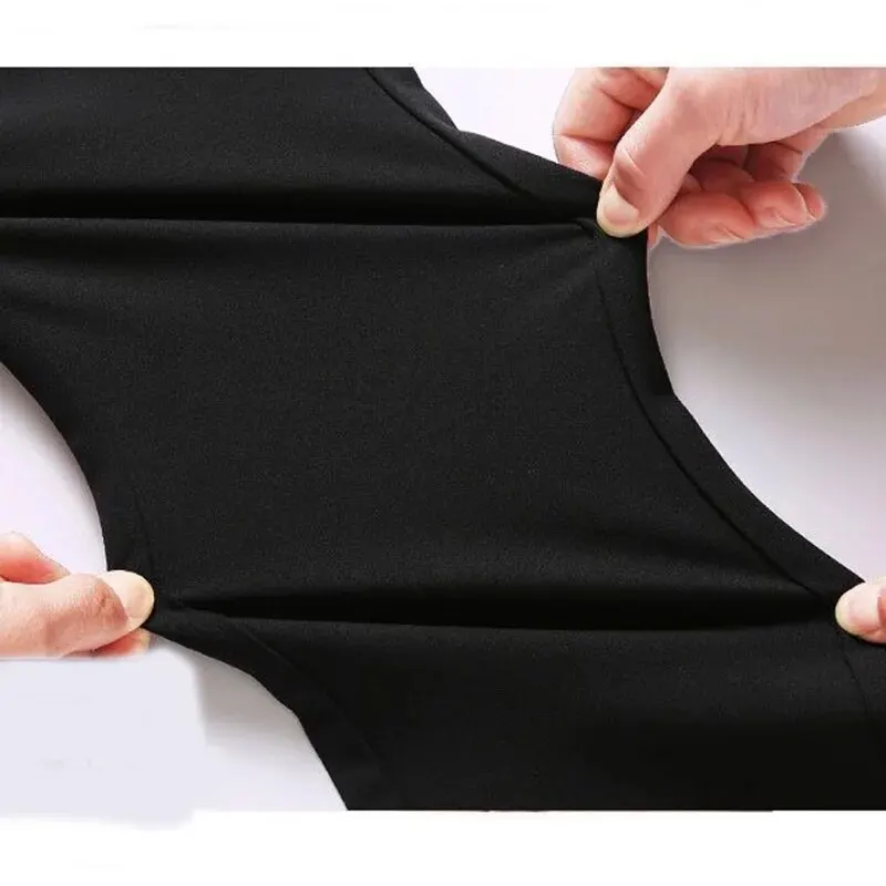 Men's Elastic Straight Pants Business Casual Long Suit Pants Male Formal Trousers Solid Colors Black BLue 4