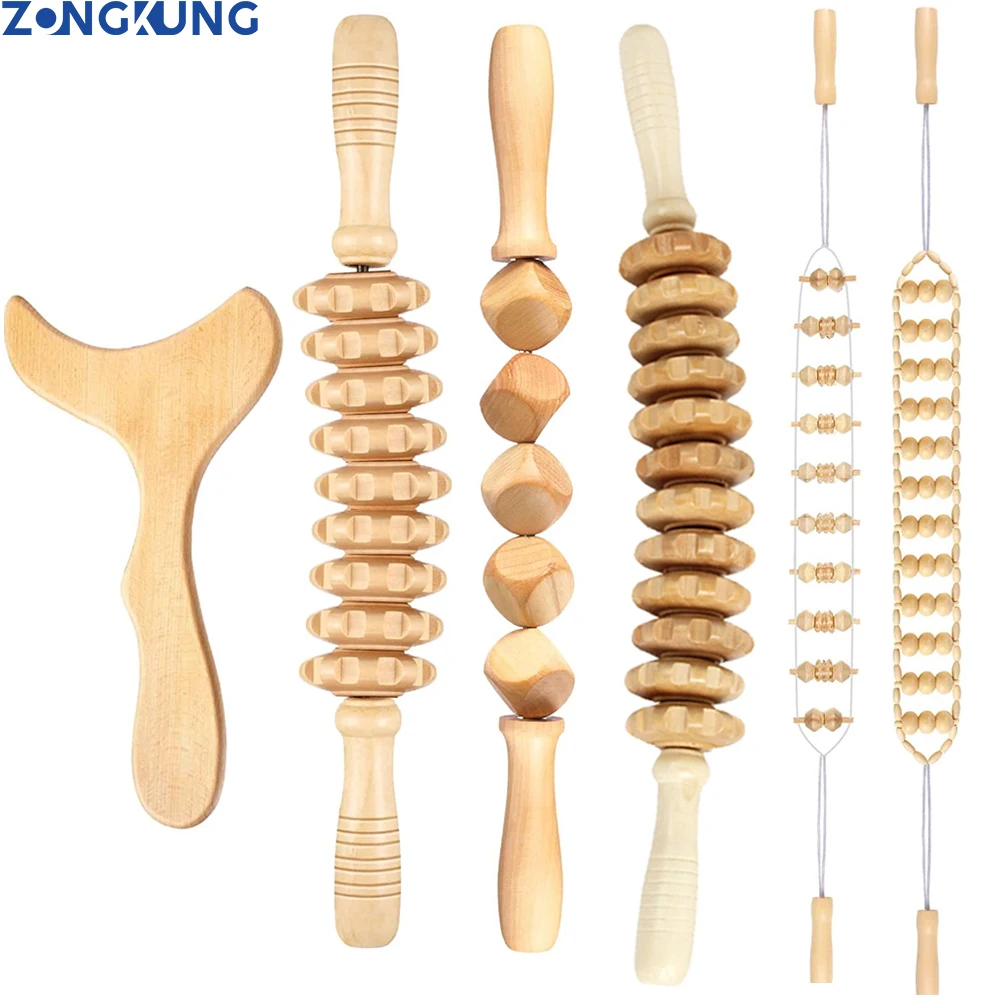 

Wood Therapy Massage Tools Wooden Massager Body Shaping Tool Maderoterapia Set Anti-Cellulite Muscle Pain Relief Body Contouring