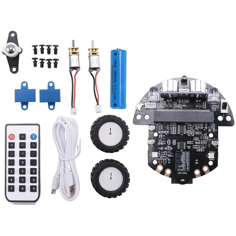 Robot Programmable Robotic Kit Based On BBC Microbit V2 And V1 For STEM Coding Education With Chargeable Battery-A37R